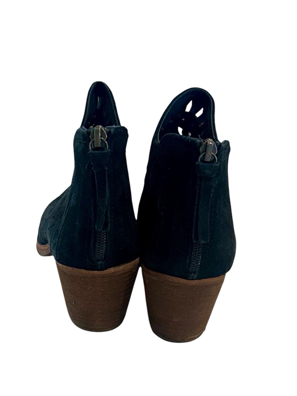 Söfft Black Westwood II Suede Laser Cutout Ankle Booties with Wood-Look Heel - Picture 5 of 10